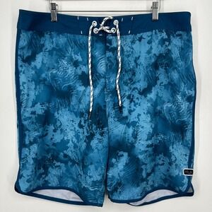 Huk Swim‎ Trunks Men's 38 Blue Performance Fishing Beach Pool Logo